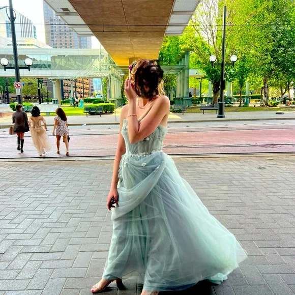 strapless open back dress Fairy Prom Dress 2024 Tied Straps – DressCulture main image 0